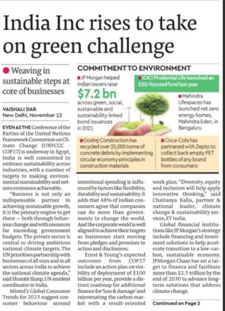 Financial Express India Inc Rises To Take On Green Challenge
